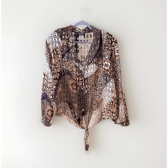 VTG 90s Y2K Blouse Plus Size 2X 24 Animal Print Leopard Sheer Top USA deadstock - Picture 1 of 6